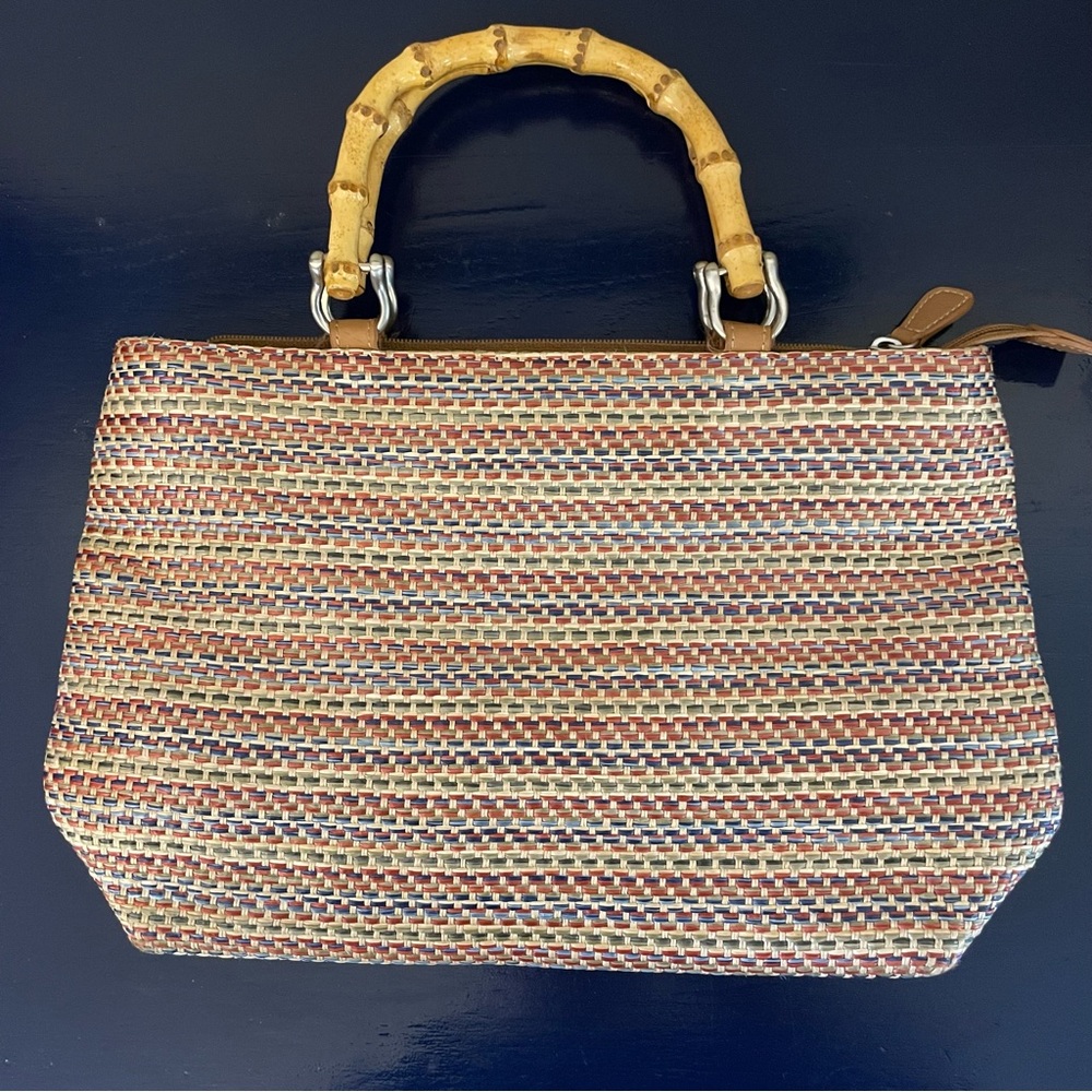 Relic Multicolor Woven Purse with Bamboo-Like Handles